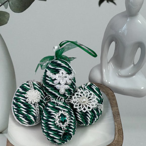 Emerald Green Easter Eggs, Custom Eggs, Farm Easter Décor, Set of 4, Religious - Picture 13 of 15